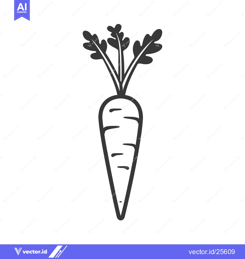 Premium Vector dari Black and white line drawing of a single carrot
