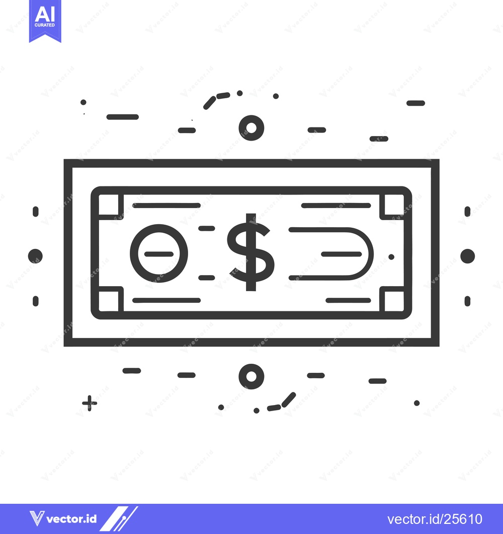 Premium Vector dari Black and White Line Drawing of a Single Dollar Bill