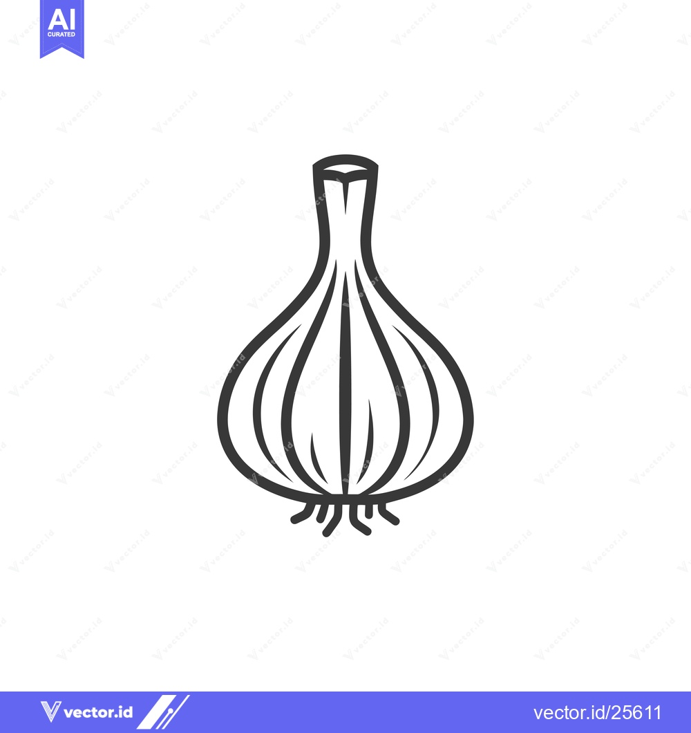 Premium Vector dari Black and White Line Drawing of a Single Garlic Bulb