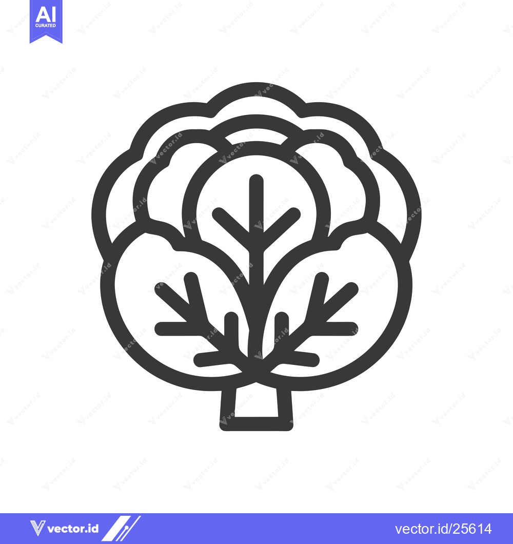 Premium Vector of Black and white line drawing of a single head of broccoli