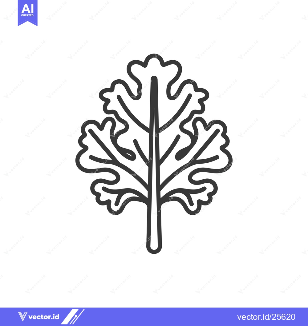 Premium Vector of Black and White Line Drawing of a Single Parsley Leaf