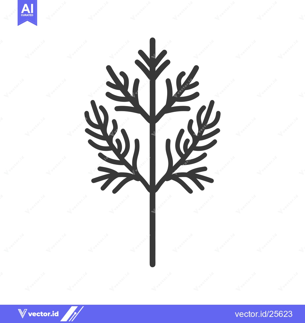 Premium Vector dari Black and White Line Drawing of a Single Sprig of Dill