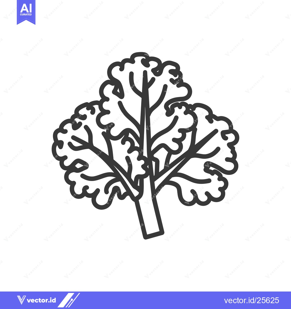 Premium Vector of Black and White Line Drawing of a Single Sprig of Parsley