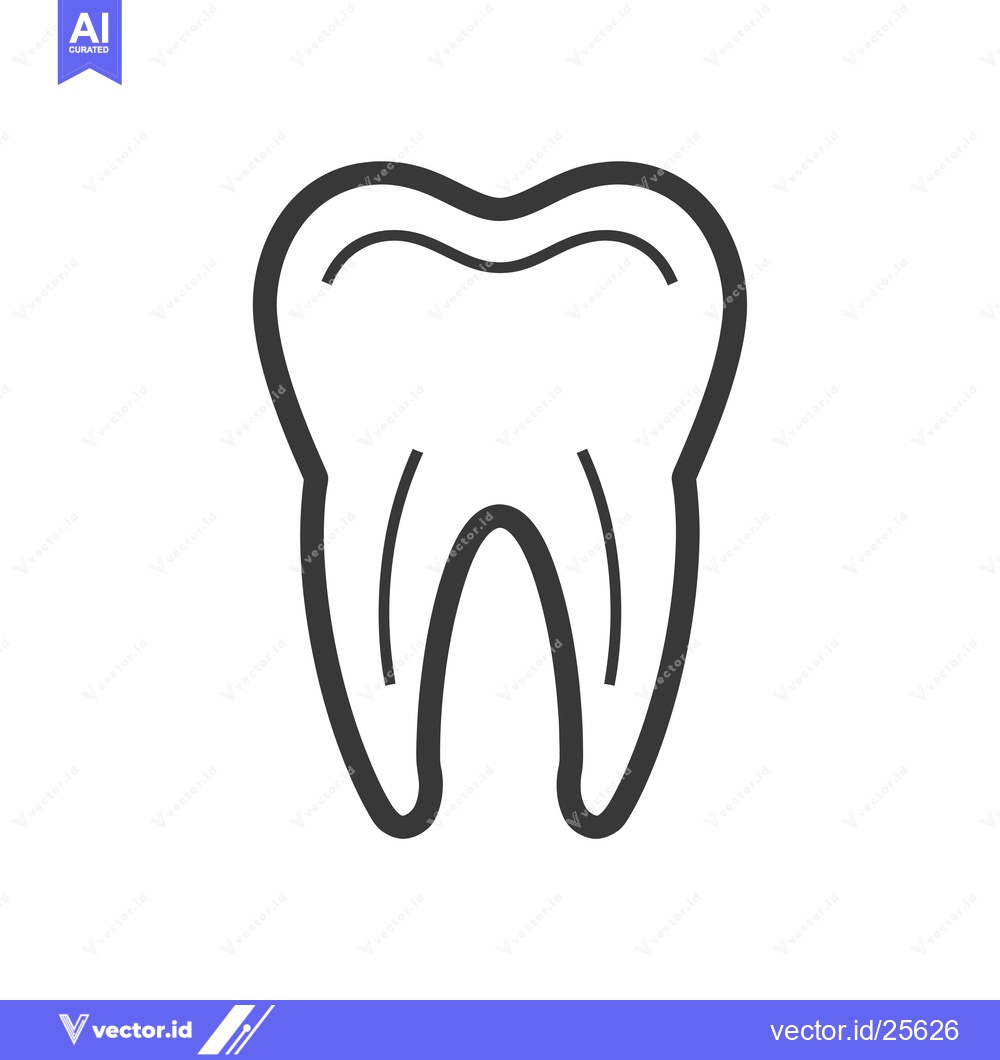 Premium Vector dari Black and White Line Drawing of a Single Tooth