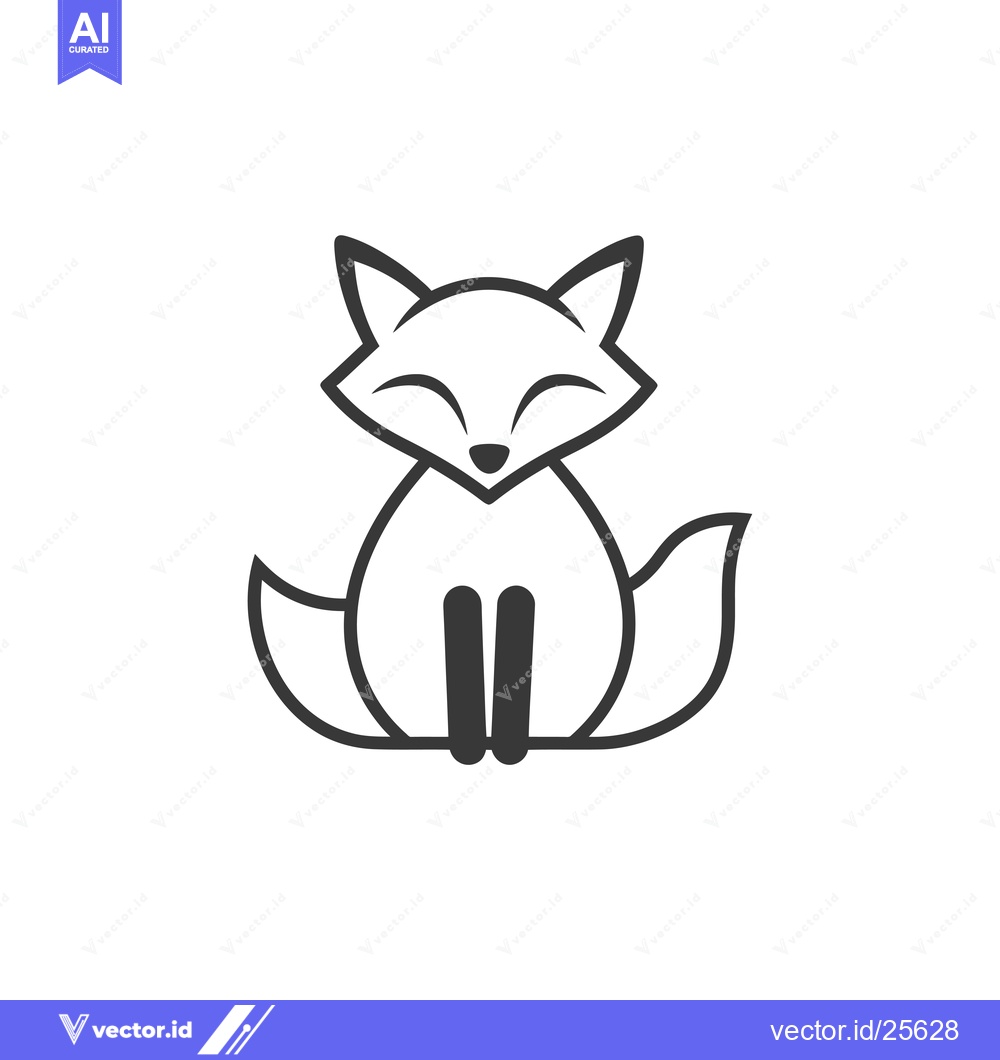 Premium Vector dari Black and White Line Drawing of a Sitting Fox