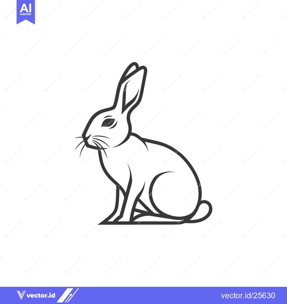 Premium Vector of Black and White Line Drawing of a Sitting Rabbit