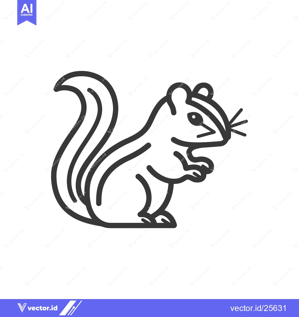 Premium Vector dari Black and White Line Drawing of a Sitting Squirrel
