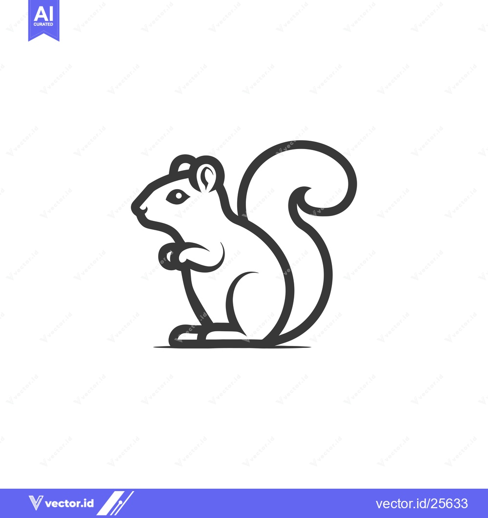 Premium Vector of Black and White Line Drawing of a Sitting Squirrel
