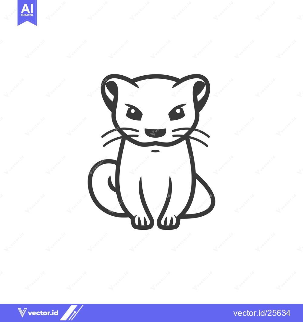 Premium Vector dari Black and White Line Drawing of a Sitting Weasel