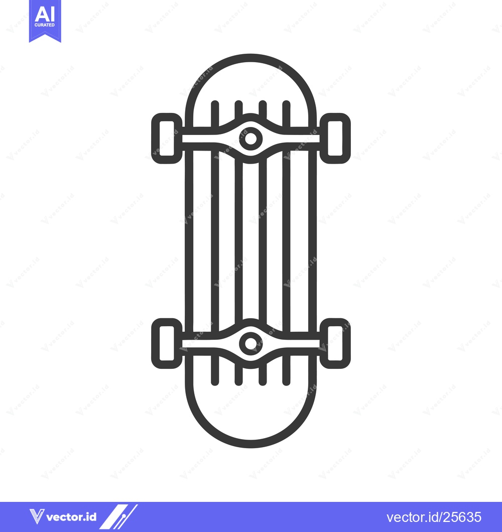 Premium Vector of Black and White Line Drawing of a Skateboard