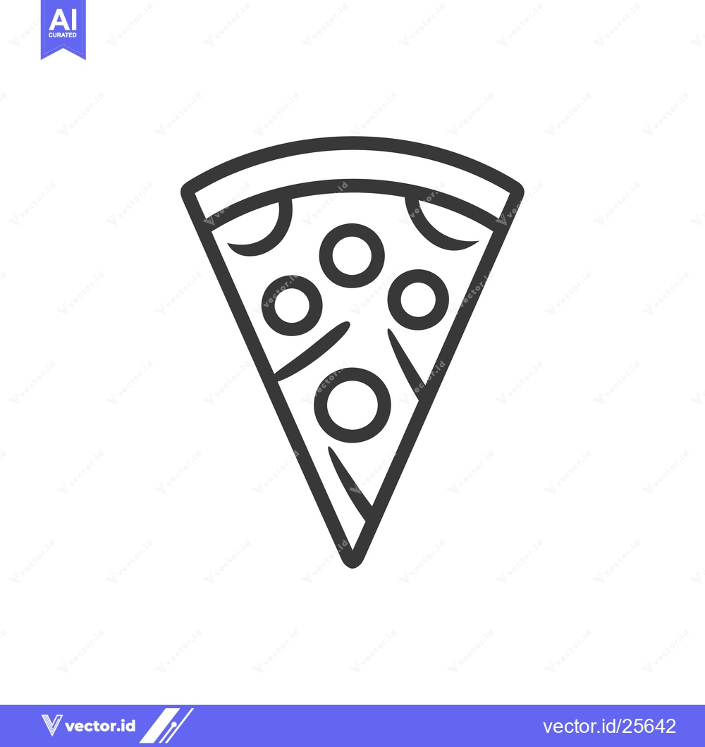 Premium Vector of Black and White Line Drawing of a Slice of Pizza with Cheese