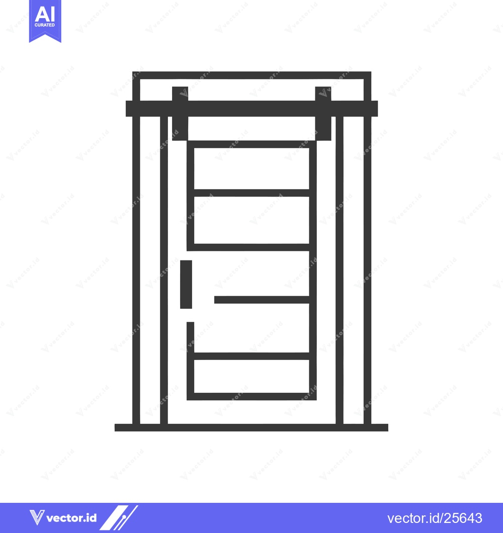 Premium Vector of Black and white line drawing of a sliding door with a horizontal handl