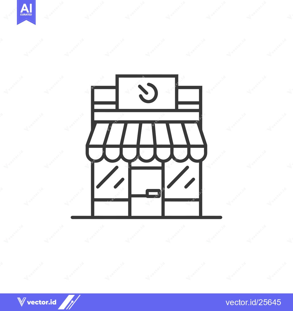 Premium Vector dari Black and White Line Drawing of a Small Shop with an Awning