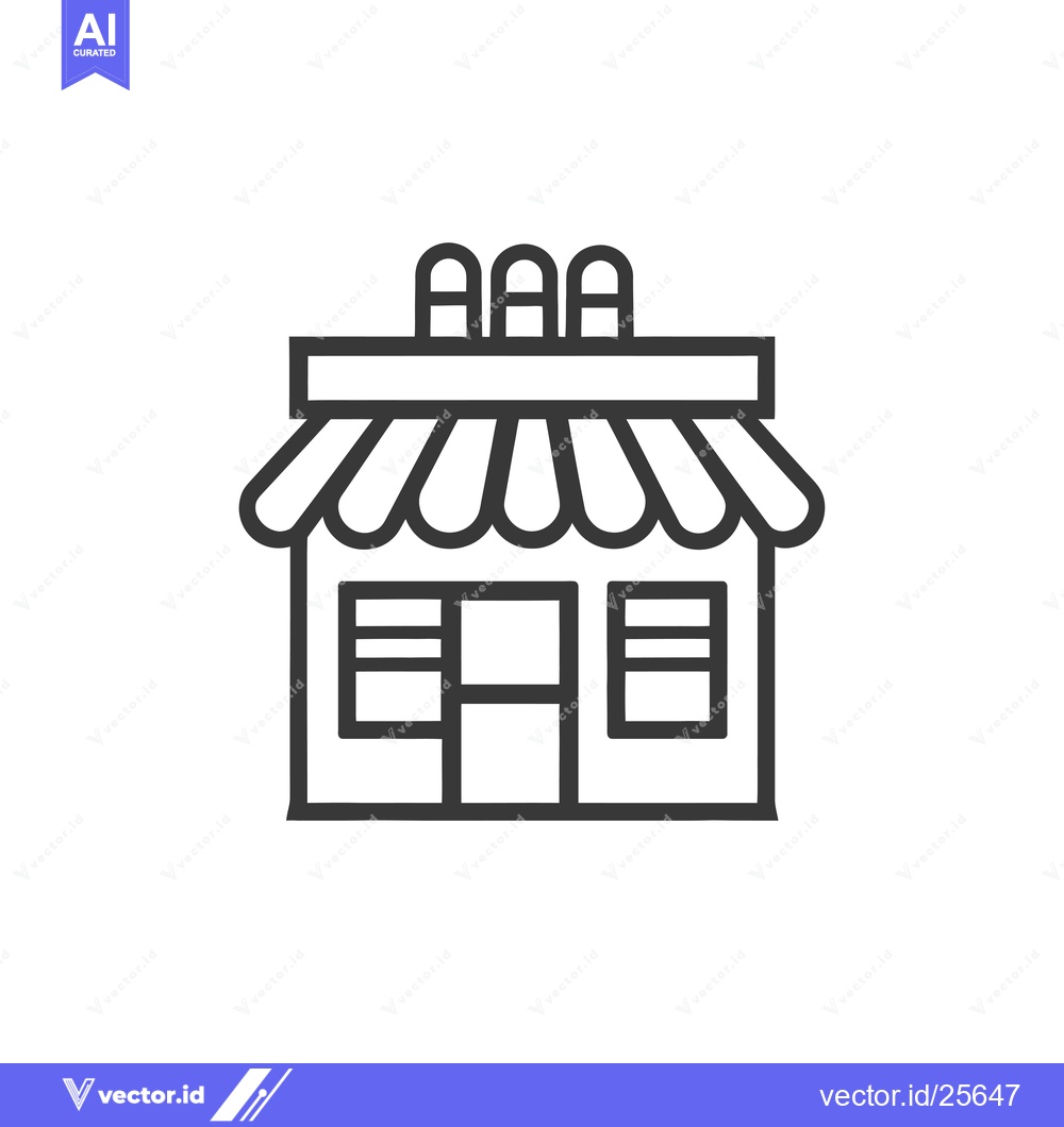 Premium Vector dari Black and White Line Drawing of a Small Store with an Awning