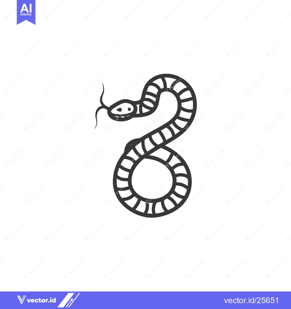 Premium Vector of Black and White Line Drawing of a Snake Coiled in a Circle