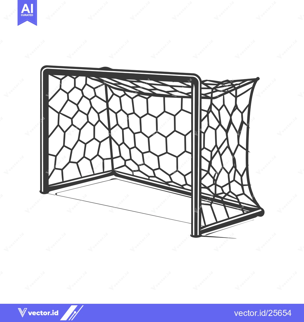 Premium Vector dari Black and White Line Drawing of a Soccer Goal