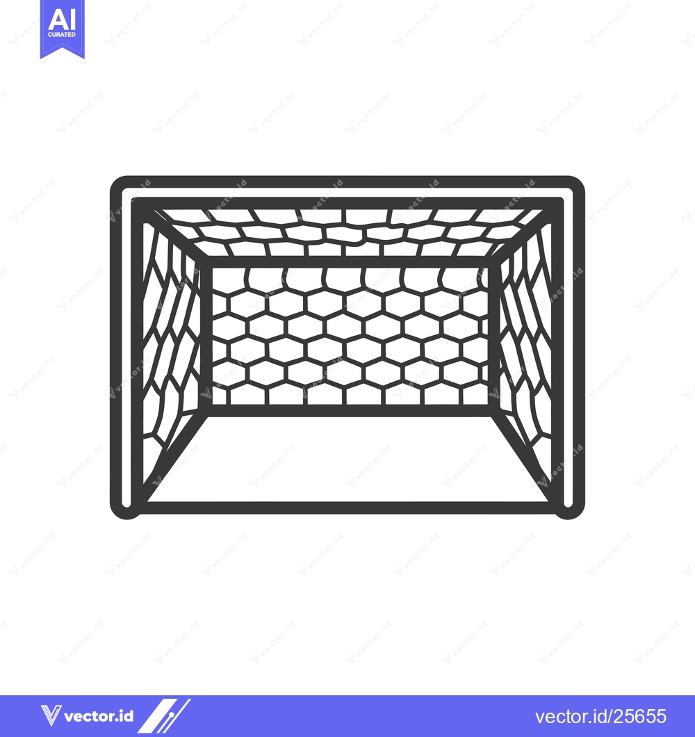 Premium Vector dari Black and white line drawing of a soccer goal