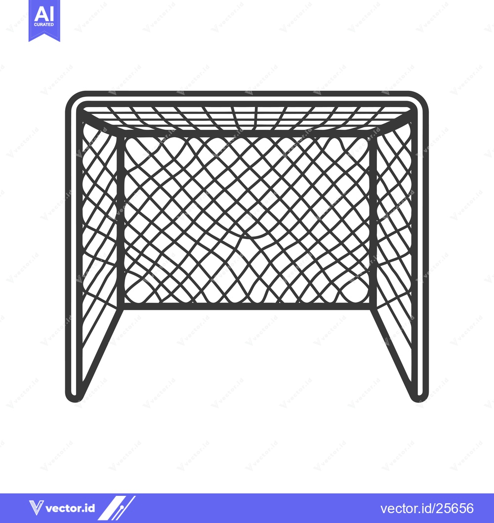 Premium Vector of Black and White Line Drawing of a Soccer Goal