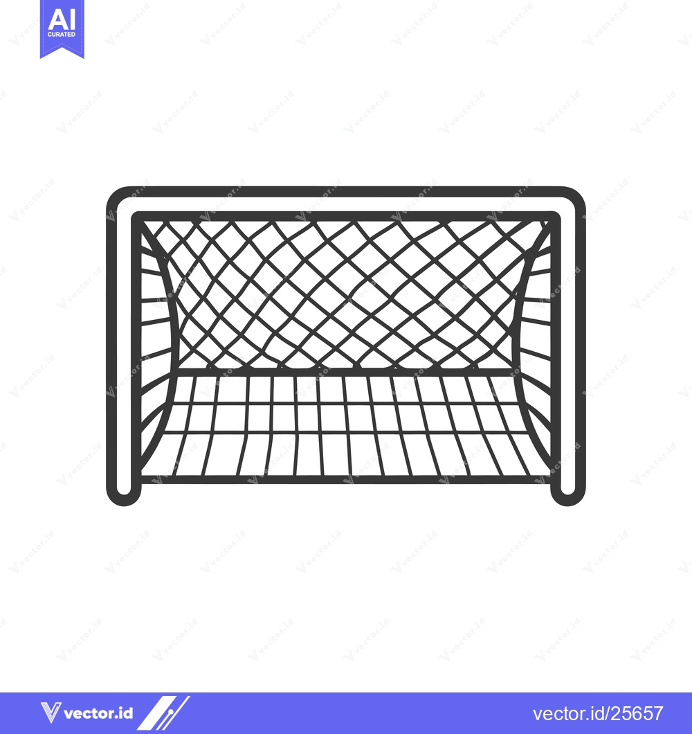 Premium Vector dari Black and white line drawing of a soccer goal with net