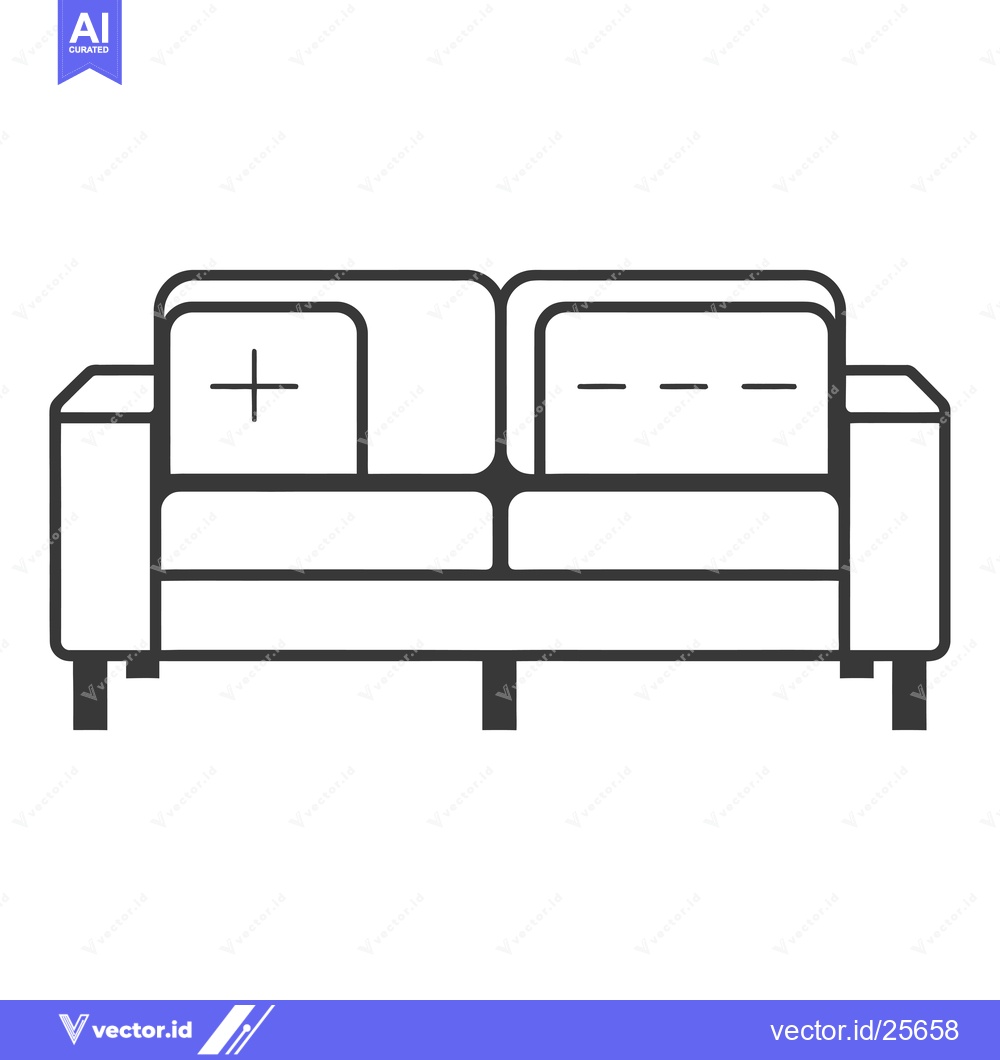 Premium Vector of Black and White Line Drawing of a Sofa