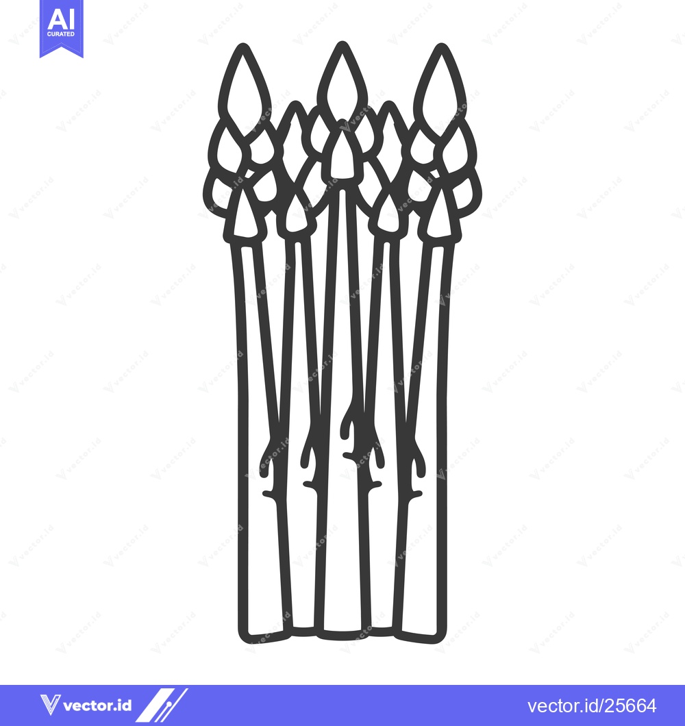 Premium Vector dari Black and White Line Drawing of Asparagus Spears