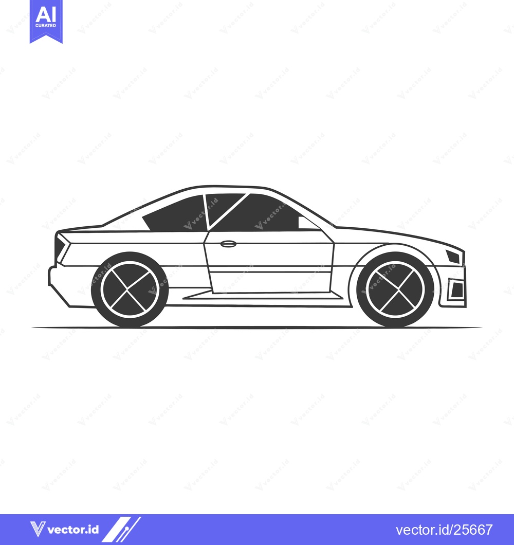 Premium Vector dari Black and White Line Drawing of a Sports Car