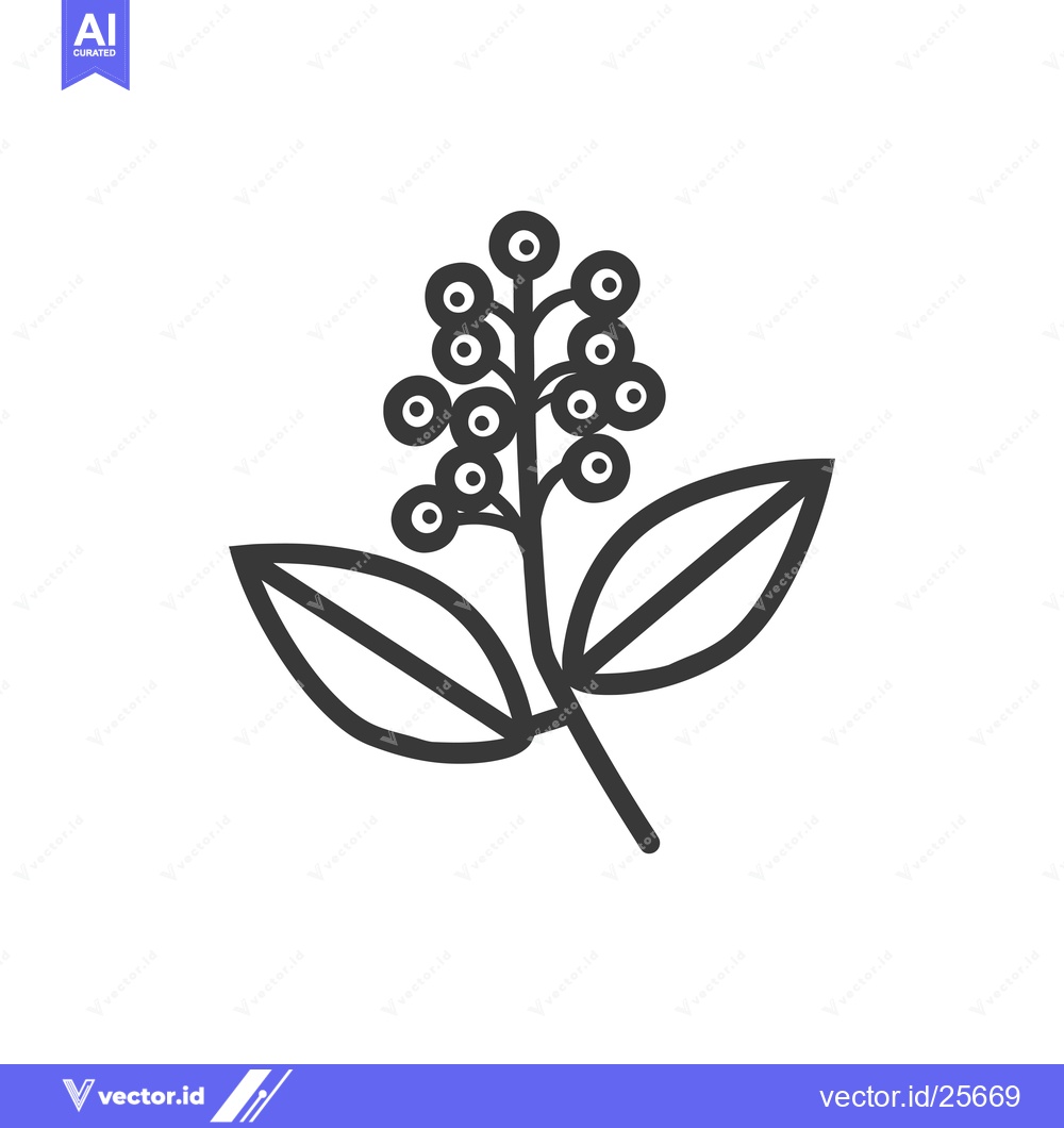 Premium Vector dari Black and White Line Drawing of a Sprig of Berries