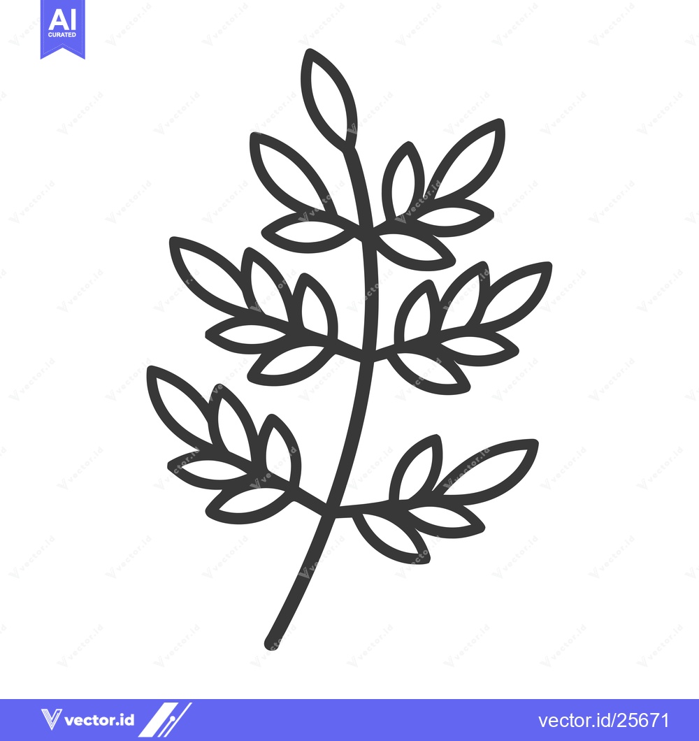 Premium Vector dari Black and White Line Drawing of a Sprig of Leaves