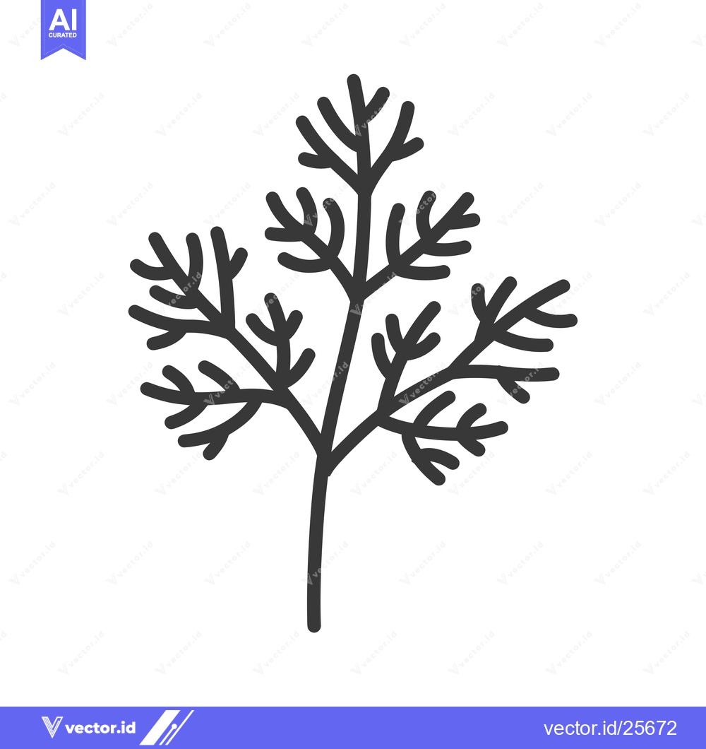 Premium Vector dari Black and white line drawing of a sprig of parsley