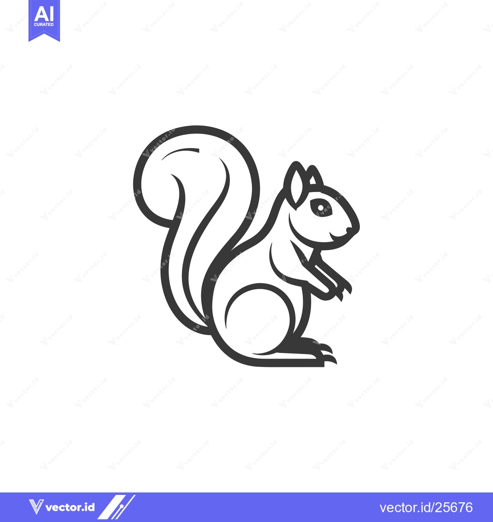Premium Vector dari Black and White Line Drawing of a Squirrel