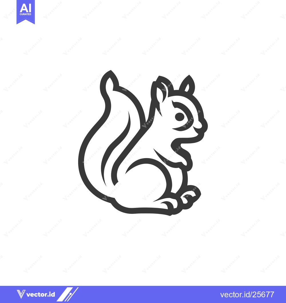 Premium Vector dari Black and White Line Drawing of a Squirrel