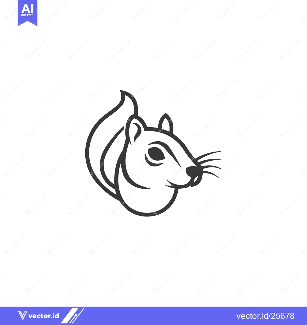 Premium Vector of Black and White Line Drawing of a Squirrel's Head