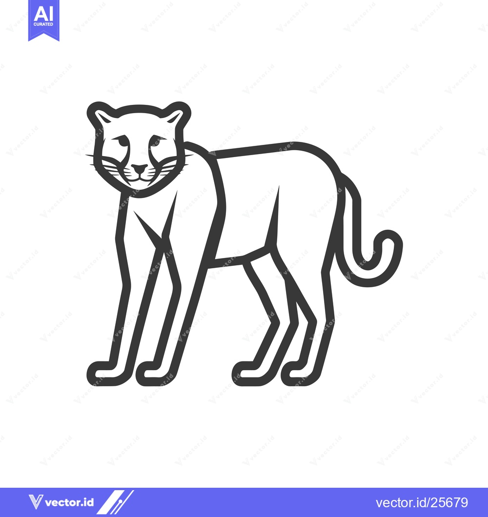 Premium Vector dari Black and White Line Drawing of a Standing Cheetah