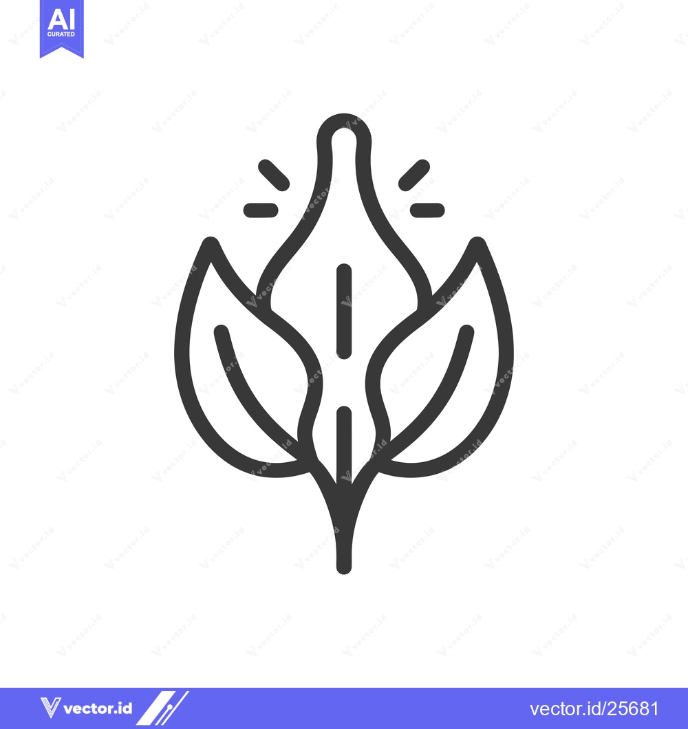 Premium Vector dari Black and white line drawing of a stylized flower with three leaves