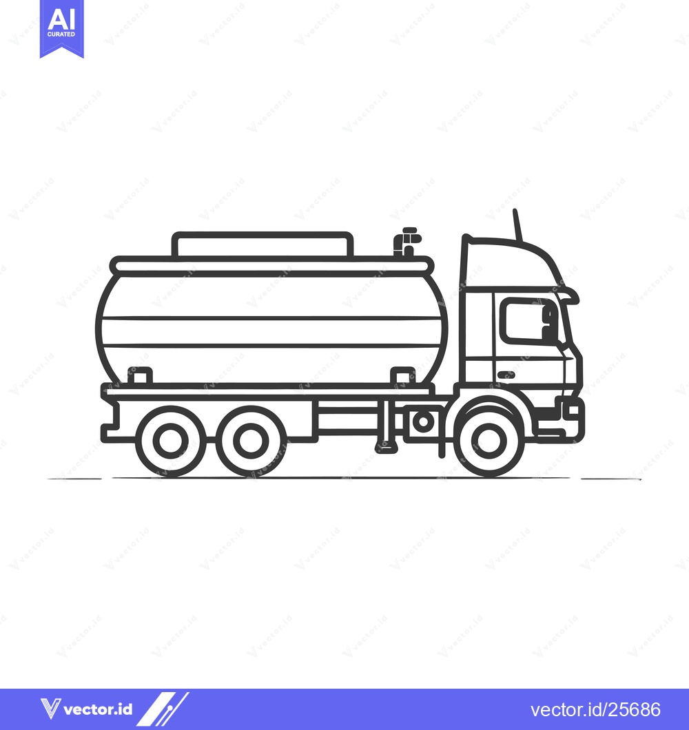 Premium Vector dari Black and White Line Drawing of a Tanker Truck