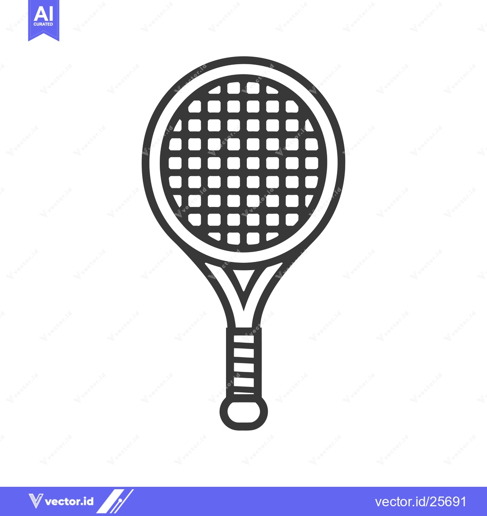 Premium Vector dari Black and White Line Drawing of a Tennis Racket