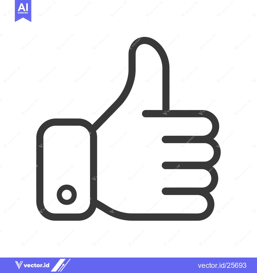 Premium Vector of Black and White Line Drawing of a Thumbs Up Gesture