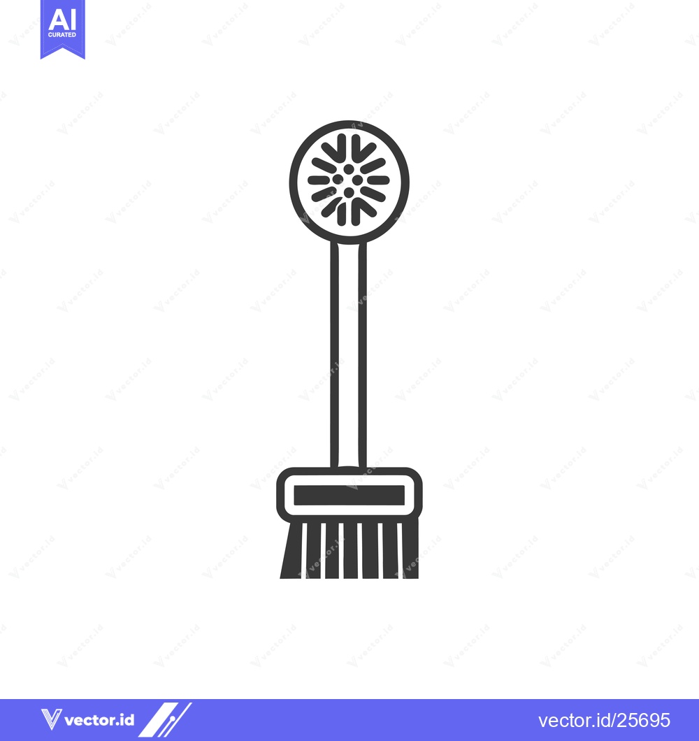 Premium Vector of Black and White Line Drawing of a Toilet Brush