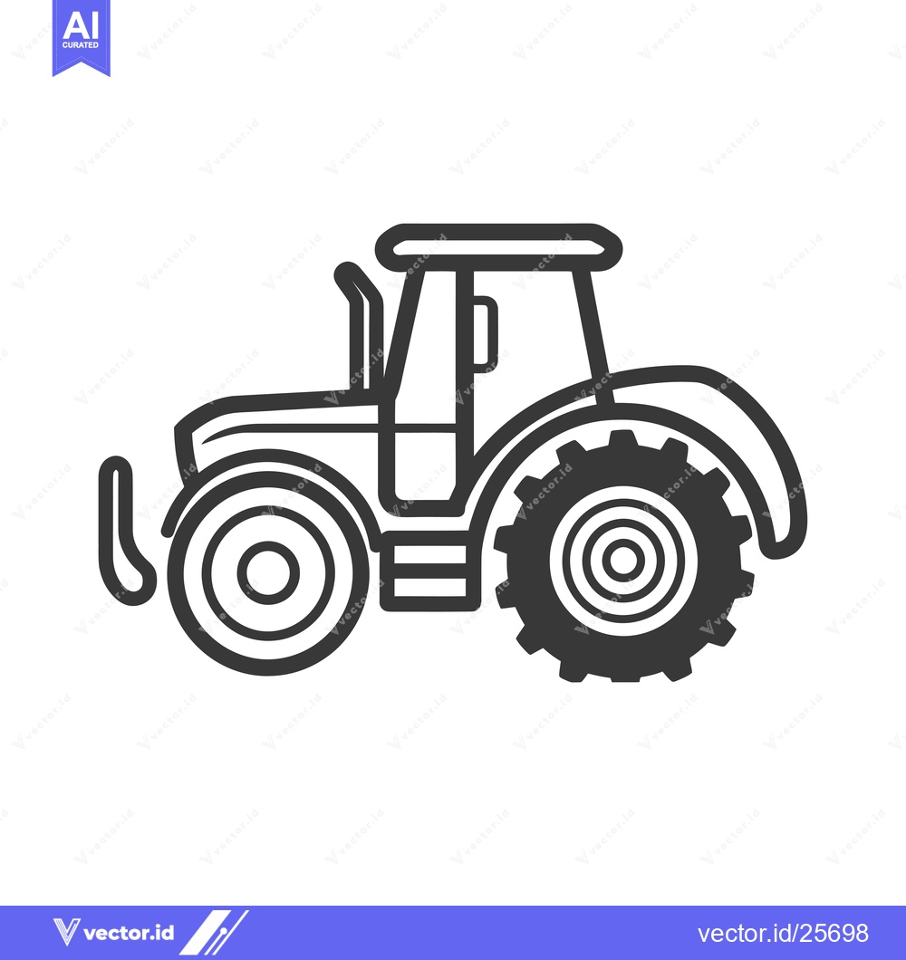 Premium Vector dari Black and White Line Drawing of a Tractor
