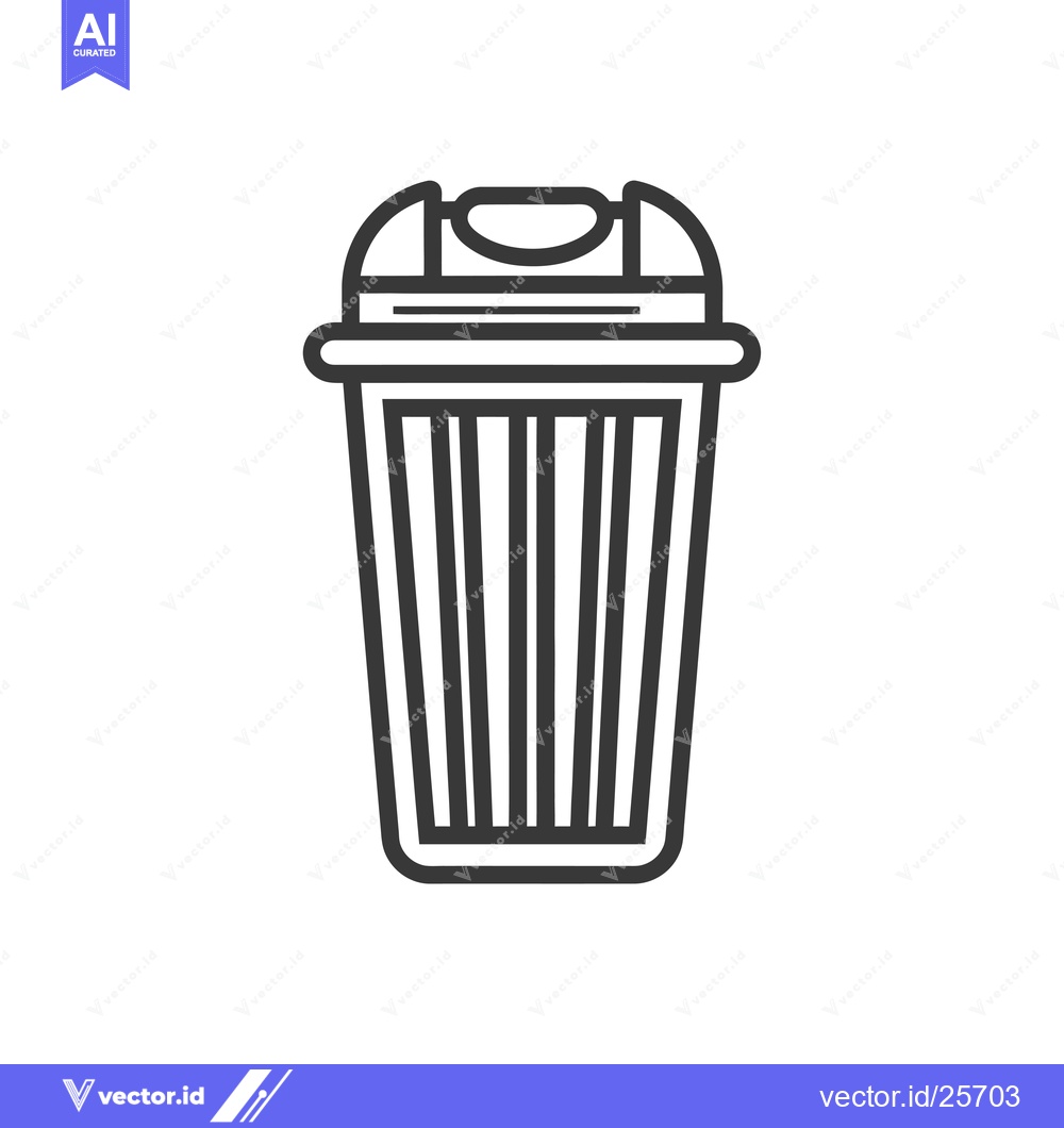 Premium Vector of Black and White Line Drawing of a Trash Can