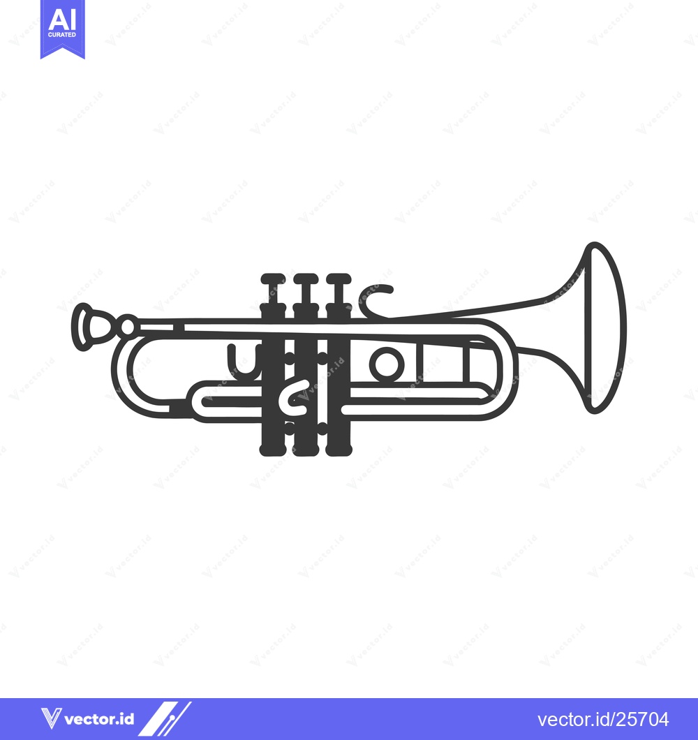 Premium Vector dari Black and white line drawing of a trumpet
