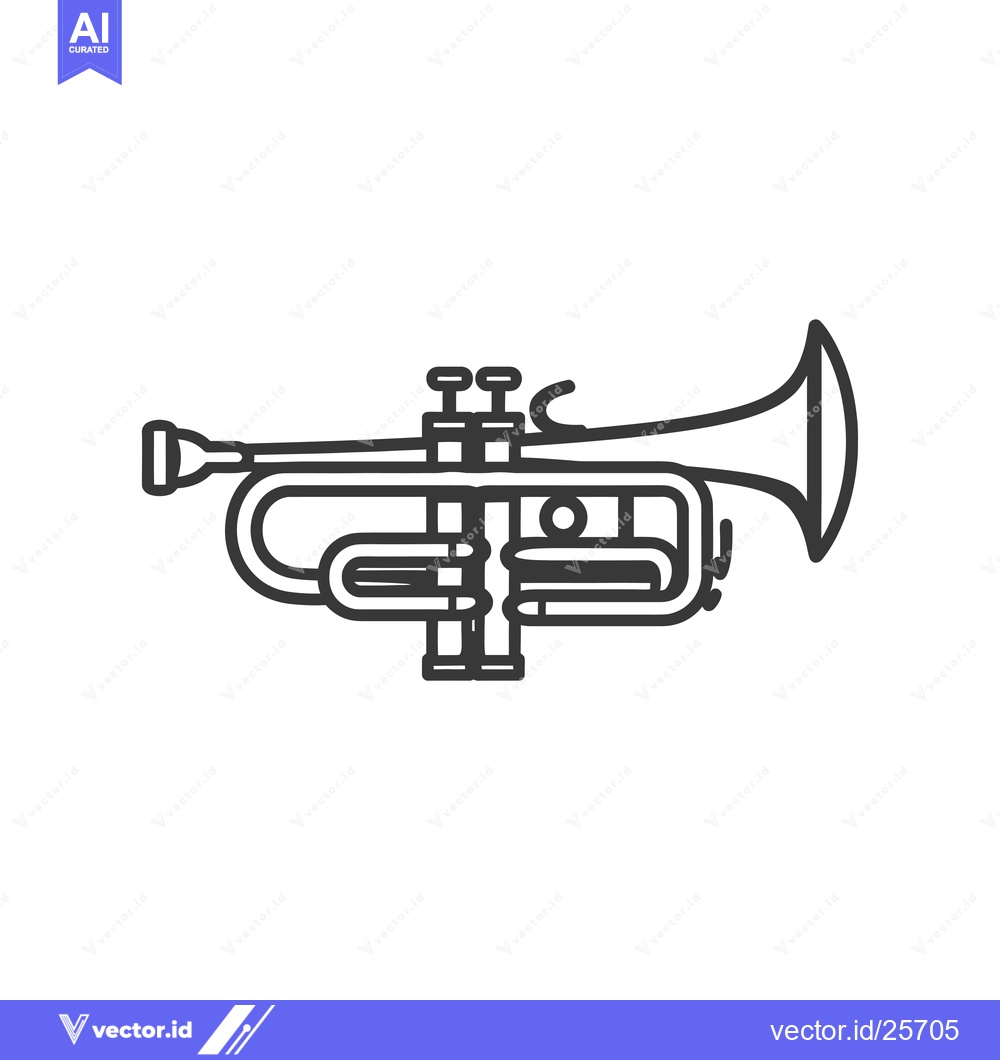 Premium Vector of Black and White Line Drawing of a Trumpet