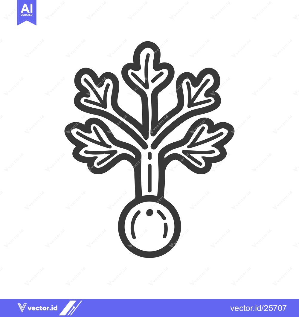 Premium Vector of Black and white line drawing of a turnip with leaves