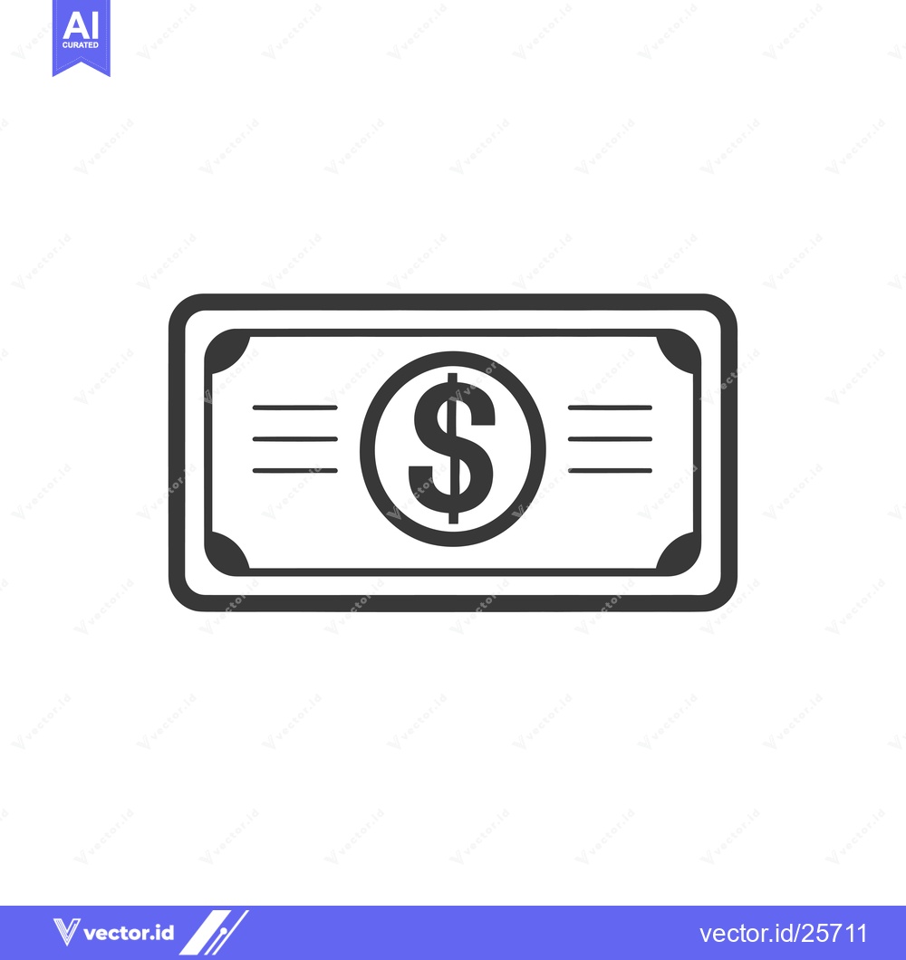Premium Vector of Black and White Line Drawing of a US Dollar Bill