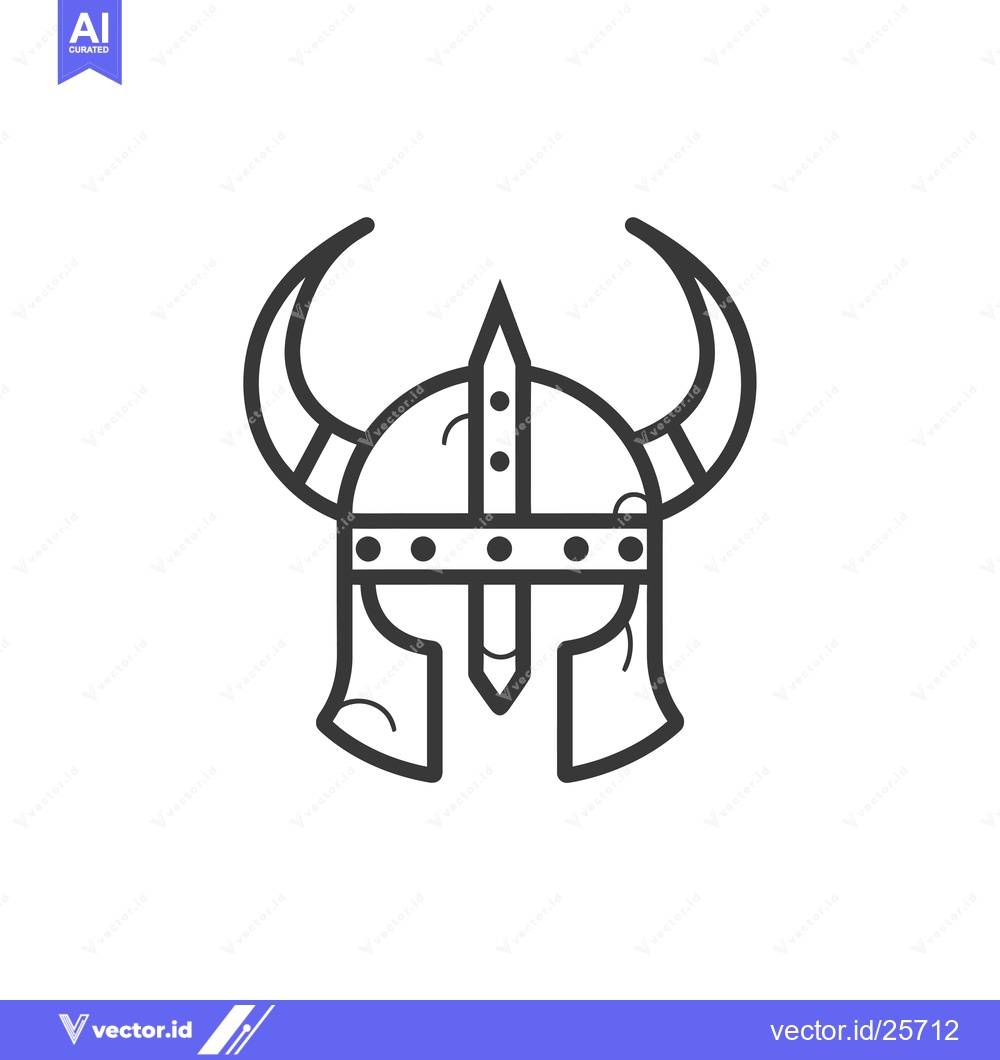 Premium Vector dari Black and White Line Drawing of a Viking Helmet