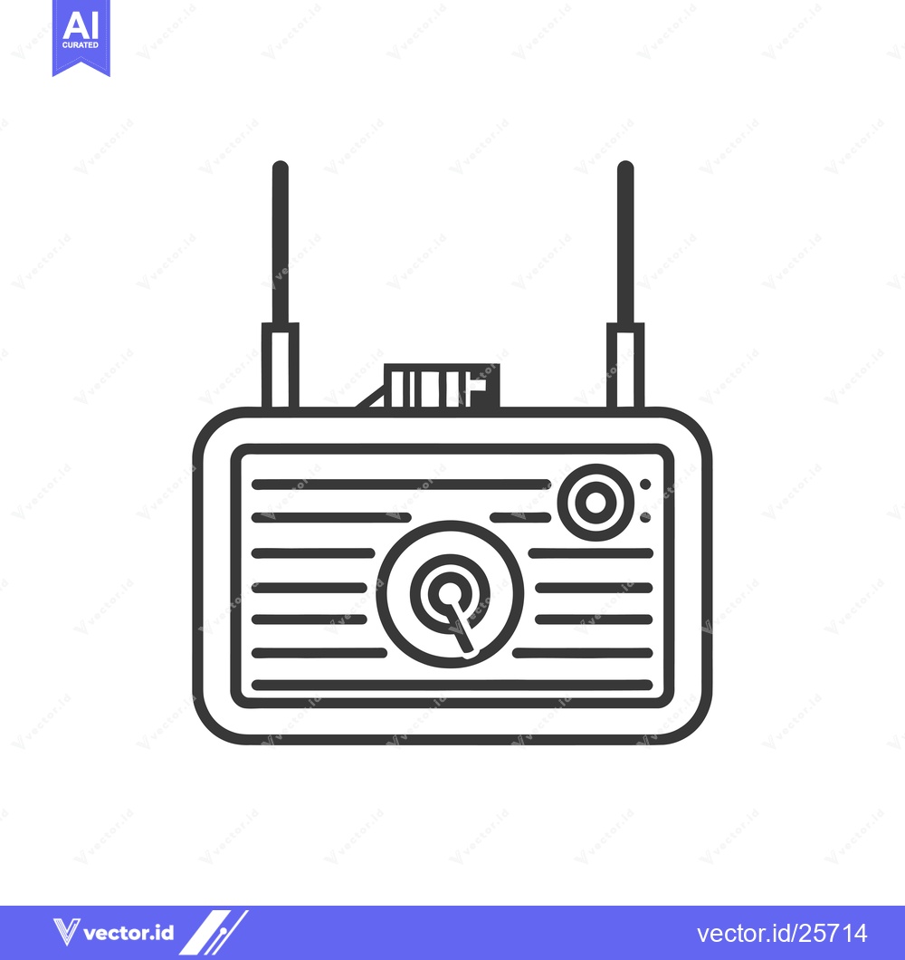 Premium Vector of Black and White Line Drawing of a Vintage Radio
