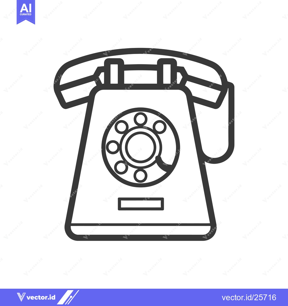 Premium Vector dari Black and White Line Drawing of a Vintage Rotary Dial Phone