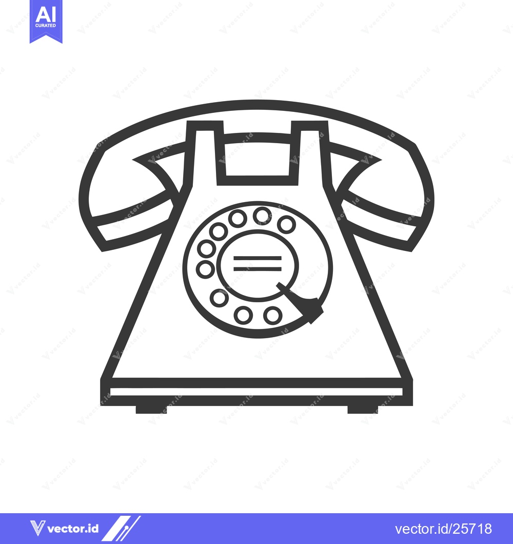 Premium Vector dari Black and White Line Drawing of a Vintage Rotary Phone