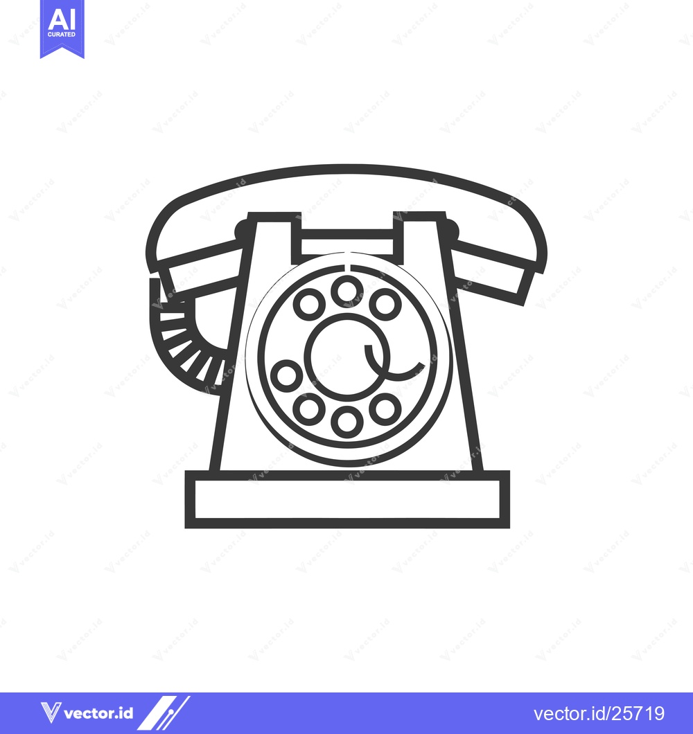 Premium Vector dari Black and White Line Drawing of a Vintage Rotary Phone
