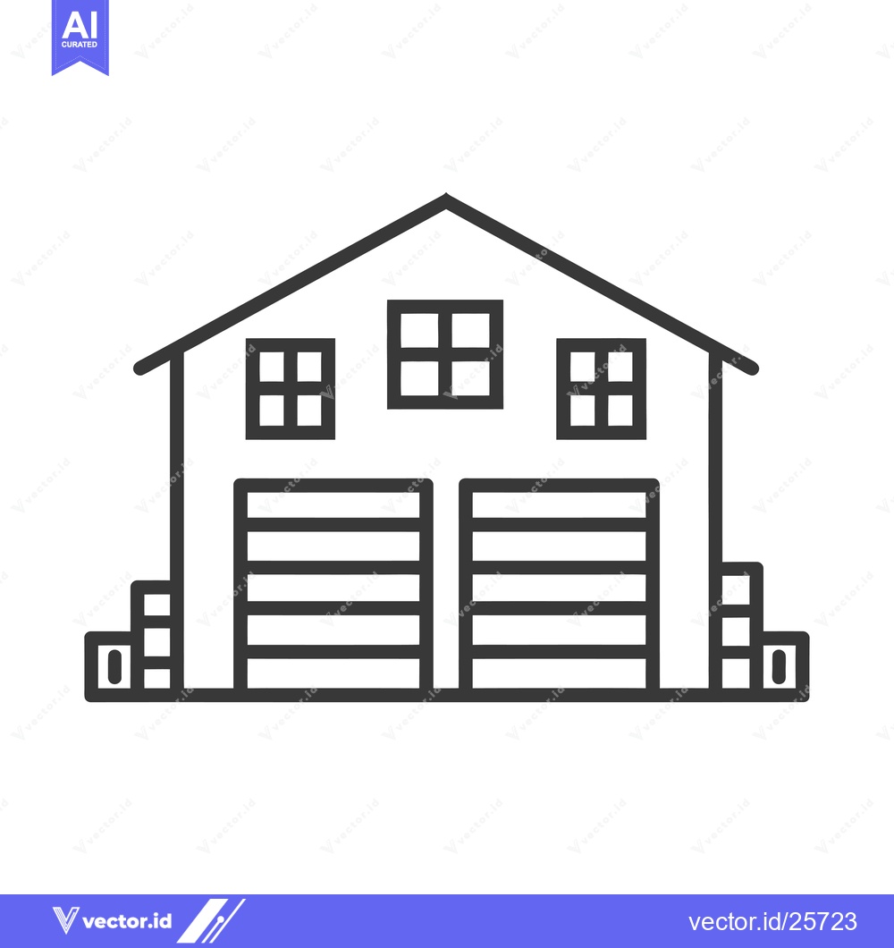 Premium Vector of Black and White Line Drawing of a Warehouse Building